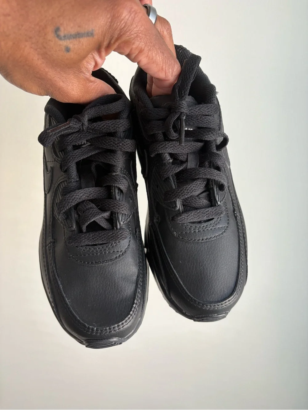 Nike Kids Black Leather Air Max Style Sneakers
